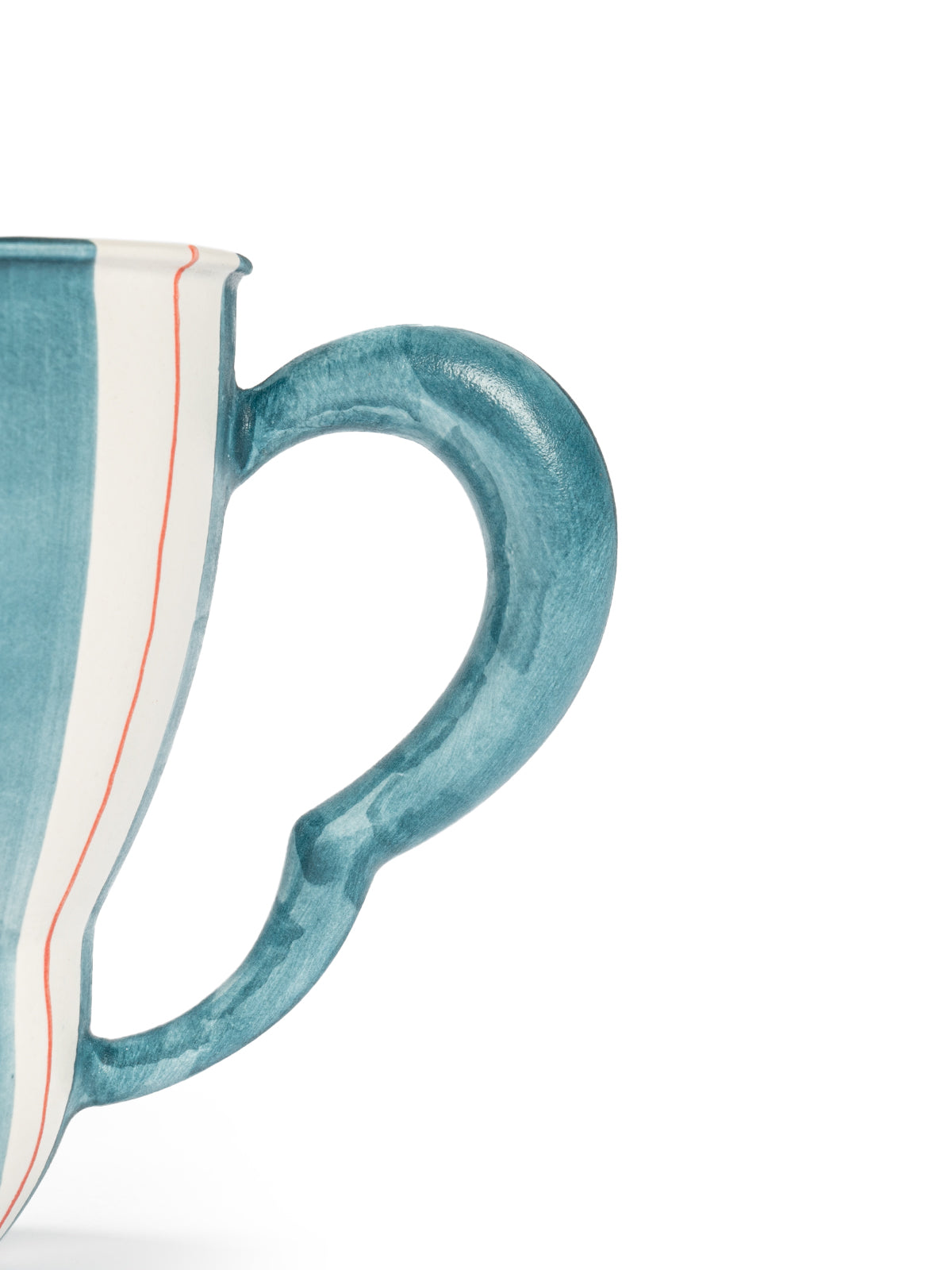 Hand-Painted Teal Stripe Coffee Mug | Artisan Ceramic 220cc