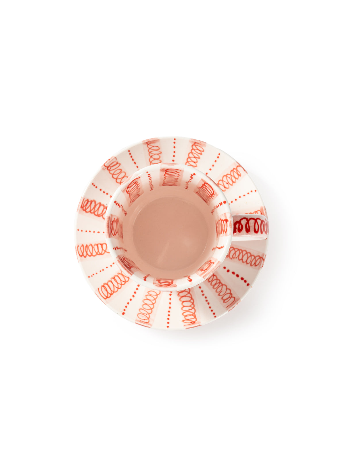 Hand-Painted Stripe Coffee Cup & Saucer Set | Dual Color Artisan Ceramic Collection