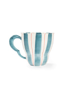 Hand-Painted Teal Stripe Coffee Mug | Artisan Ceramic 220cc