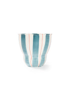 Hand-Painted Teal Stripe Coffee Mug | Artisan Ceramic 220cc
