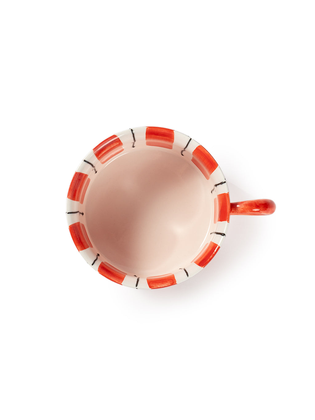 Hand-Painted Striped Coffee Cup | Dual Color Artisan Ceramic Mug (Red & Purple)