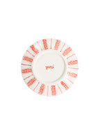Hand-Painted Red Stripe Coffee Cup & Saucer Set | Artisan Ceramic 140cc