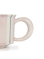 Hand-Painted Striped Coffee Cup | Dual Color Artisan Ceramic Mug (Red & Purple)
