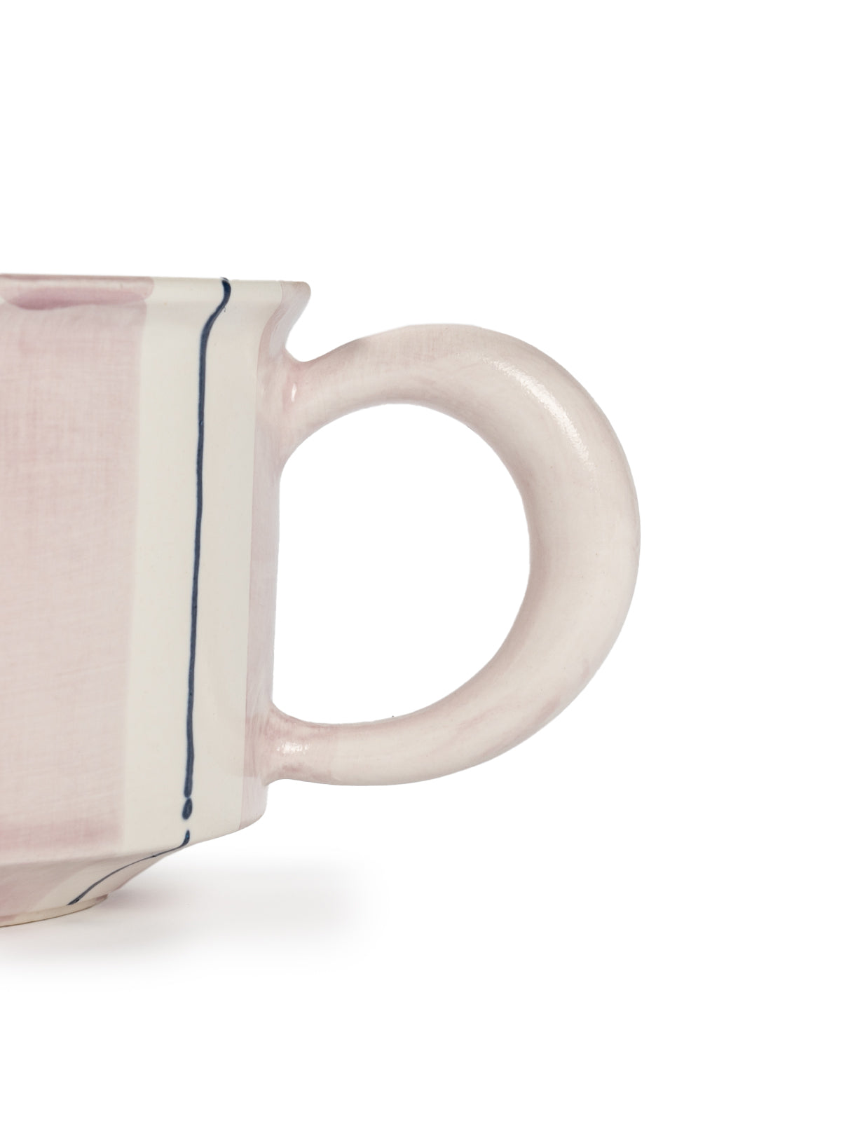Hand-Painted Striped Coffee Cup | Dual Color Artisan Ceramic Mug (Red & Purple)