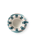 Tri-Color Hand-Painted Stripe Coffee Cup & Saucer Set | Artisan Ceramic Collection