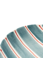 Hand-Painted Teal Stripe Coffee Mug | Artisan Ceramic 220cc
