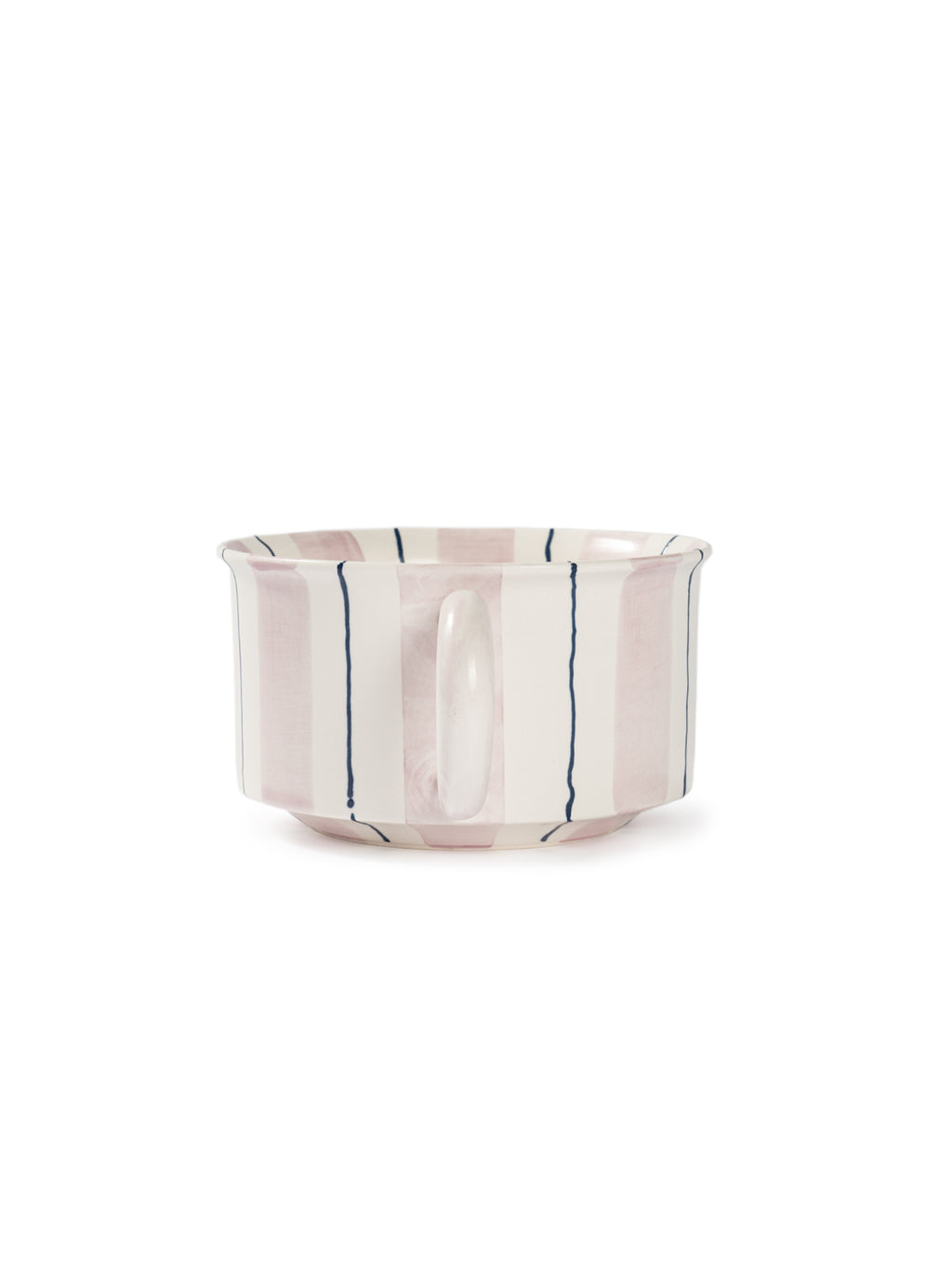 Hand-Painted Striped Coffee Cup | Dual Color Artisan Ceramic Mug (Red & Purple)