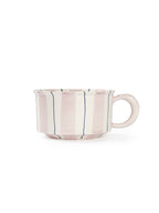 Hand-Painted Striped Coffee Cup | Dual Color Artisan Ceramic Mug (Red & Purple)