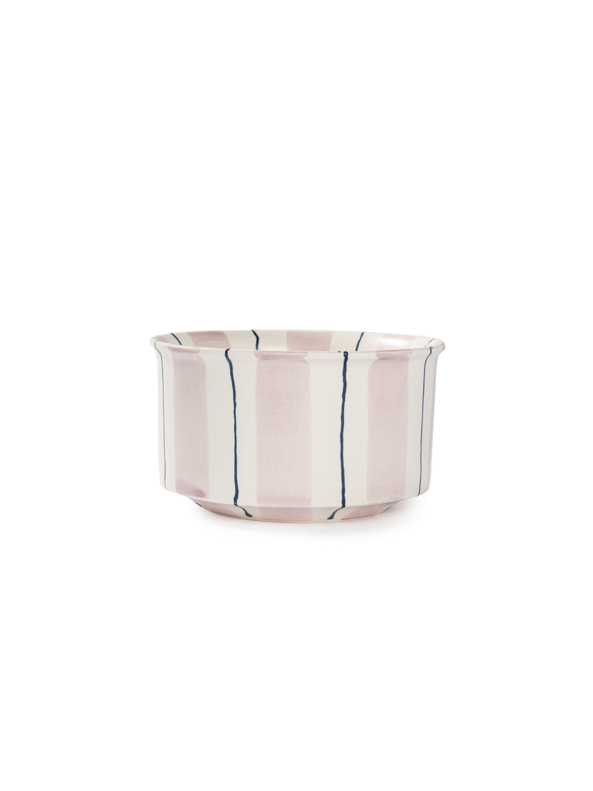 Hand-Painted Striped Coffee Cup | Dual Color Artisan Ceramic Mug (Red & Purple)