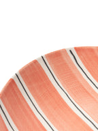 Hand-Painted Teal Stripe Ceramic Tea Set | Artisan Teapot & Cup Set with Orange Accents