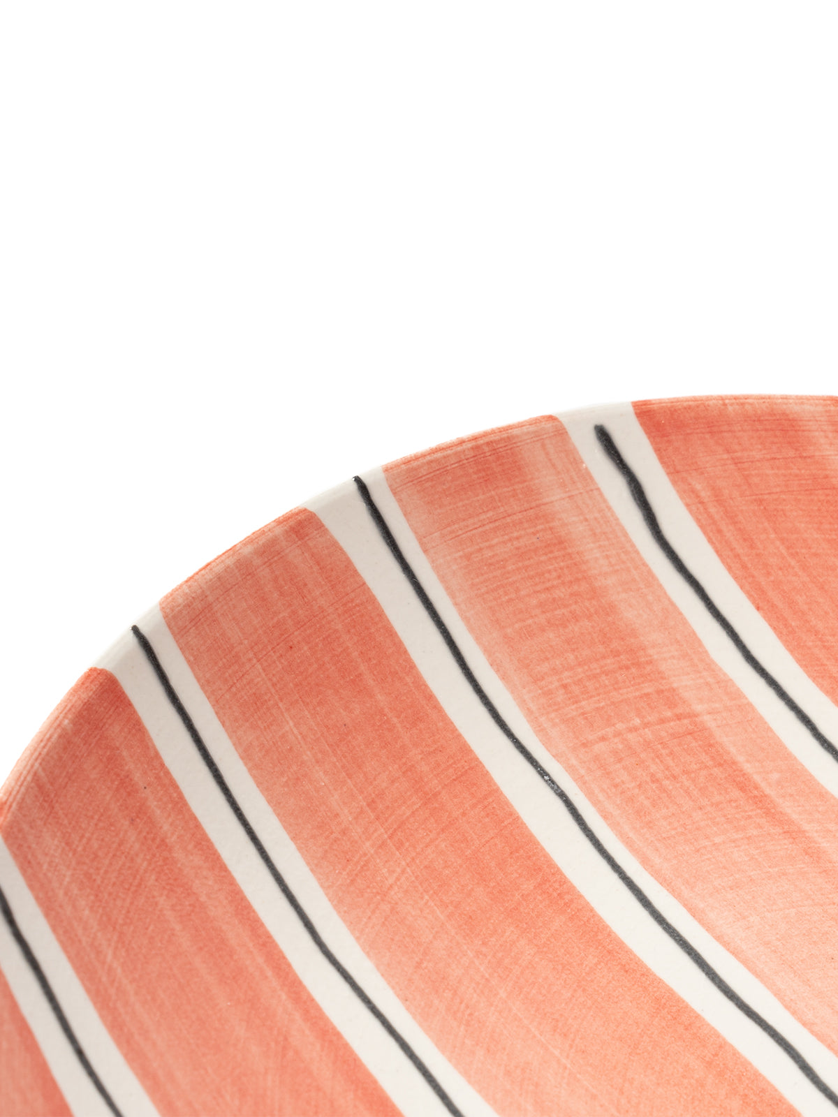 Hand-Painted Teal Stripe Ceramic Tea Set | Artisan Teapot & Cup Set with Orange Accents