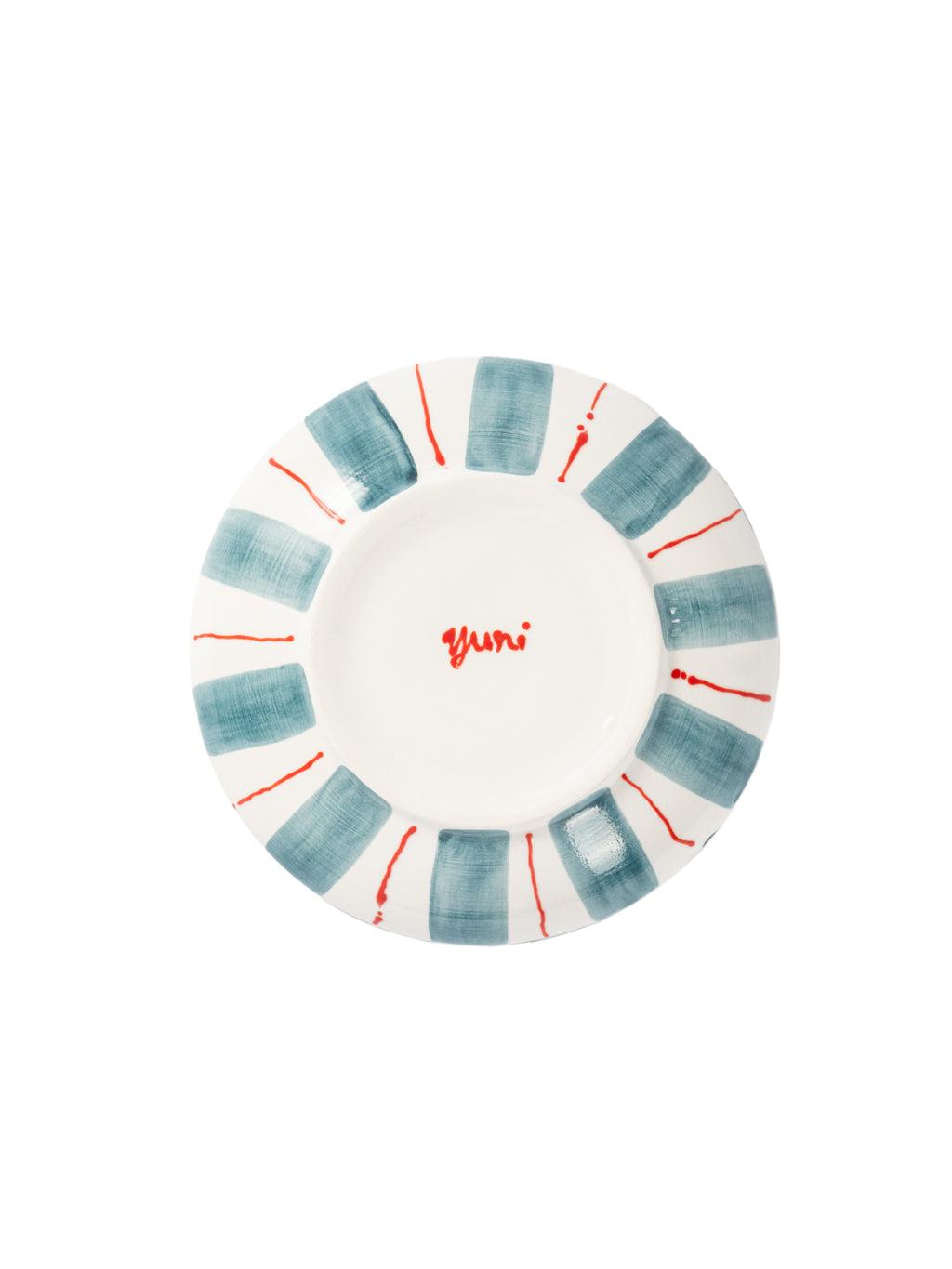Tri-Color Hand-Painted Stripe Coffee Cup & Saucer Set | Artisan Ceramic Collection