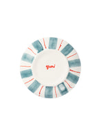 Tri-Color Hand-Painted Stripe Coffee Cup & Saucer Set | Artisan Ceramic Collection