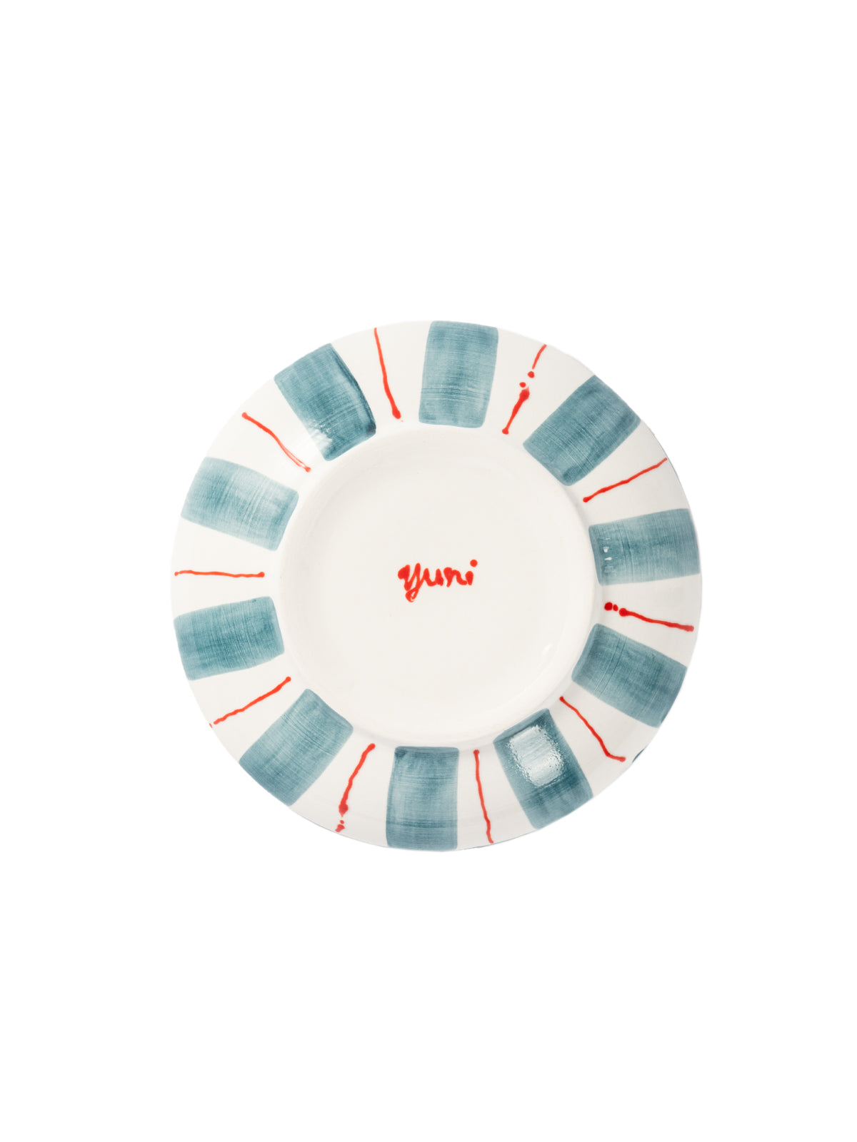 Tri-Color Hand-Painted Stripe Coffee Cup & Saucer Set | Artisan Ceramic Collection