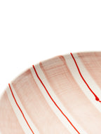 Tri-Color Hand-Painted Stripe Coffee Cup & Saucer Set | Artisan Ceramic Collection
