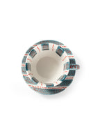Hand-Painted Stripe Coffee Cup & Saucer Set | Dual Color Artisan Ceramic Collection