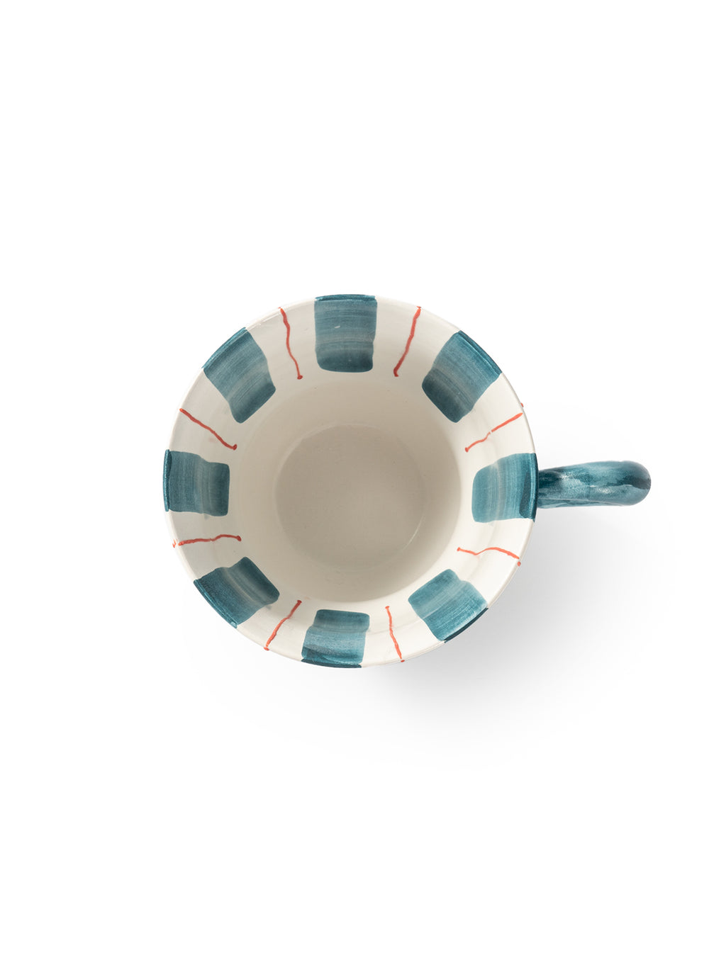 Hand-Painted Teal Stripe Coffee Mug | Artisan Ceramic 220cc