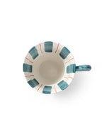 Hand-Painted Teal Stripe Coffee Mug | Artisan Ceramic 220cc