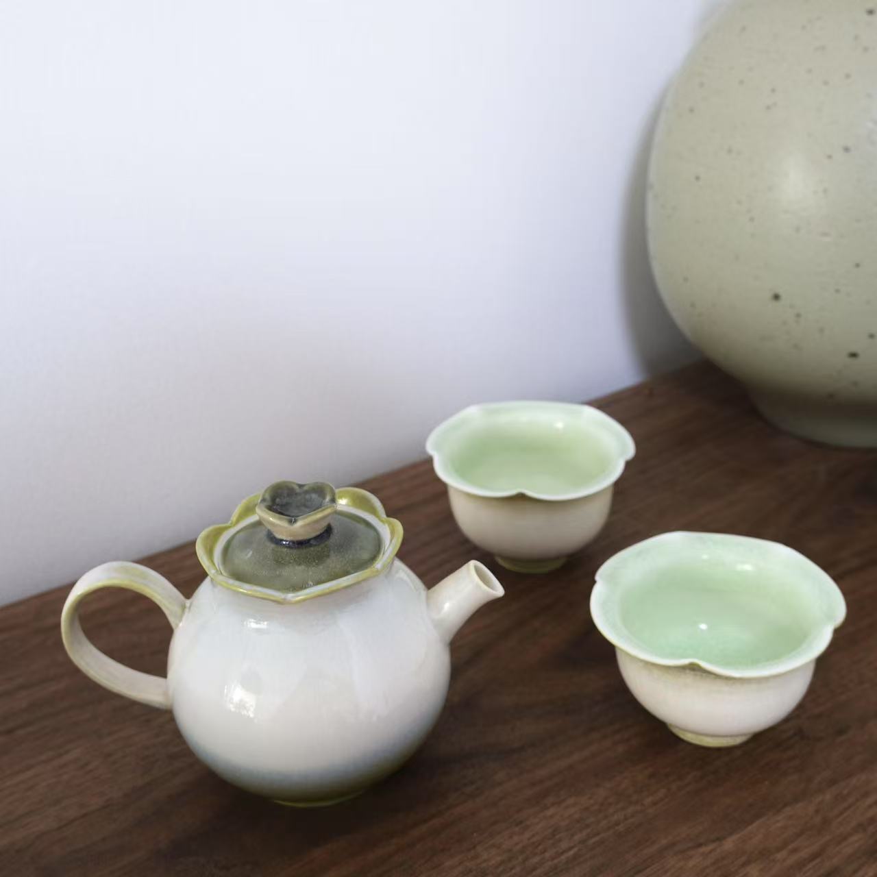 Celadon Tea Ceremony Set | Crackle Glaze Collection | Traditional Artisan Craft