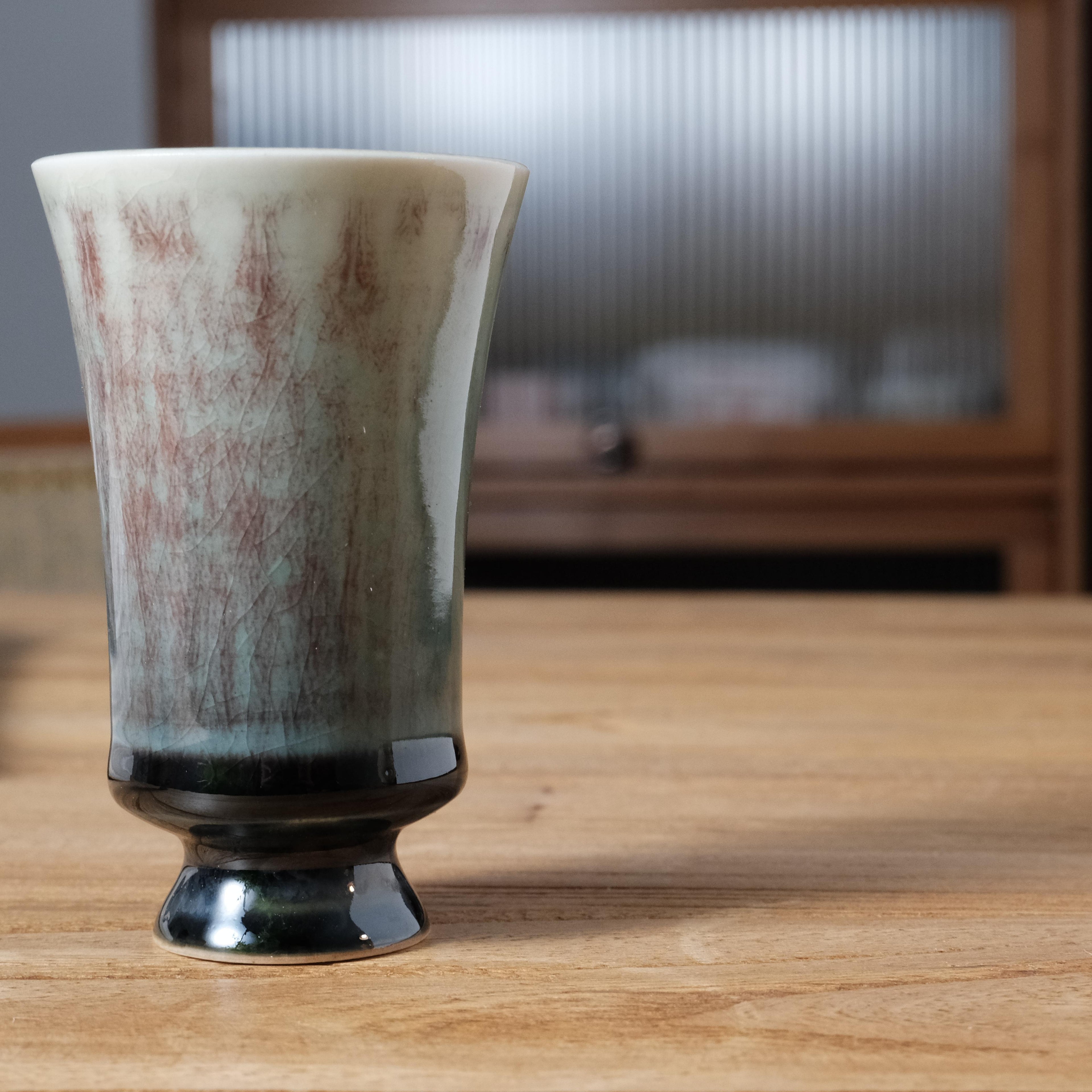 Serenity High-Foot Chalice | Crackle Meditation Art | Elevated Collection